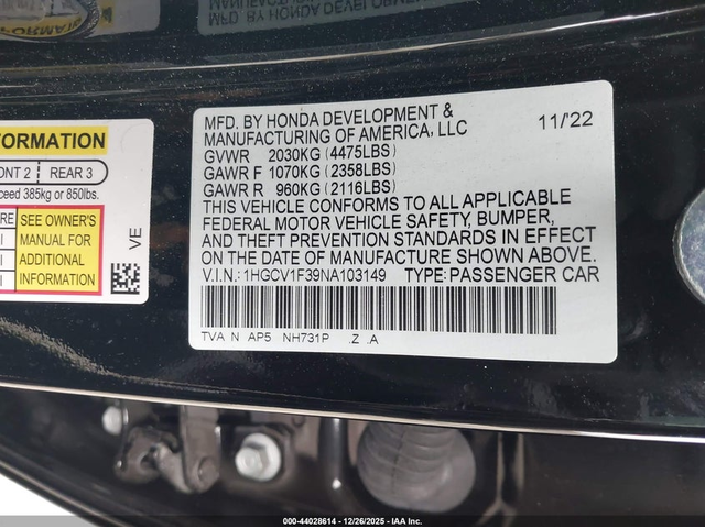 Honda Accord 1.5L I-4 DI, DOHC, VVT, TURBO, 192HP Front Wheel Drive - автомобили, коли, обяви за нови и употребявани 8