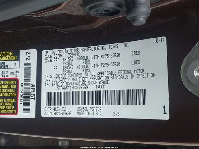 Toyota Tundra 4WD Truck CrewMax 5.7L FFV V8 6-Spd AT Platinum - автомобили, коли, обяви за нови и употребявани 8